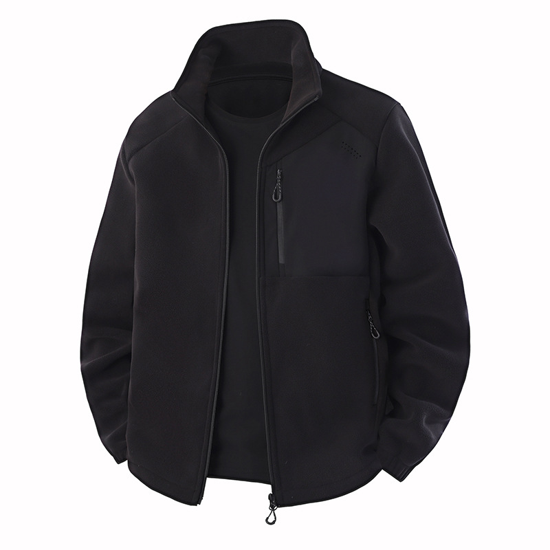 Shake-off chaqueta de cuello vertical hombre otoño invierno doble cara chaqueta interior de terciopelo cálido hombre cardigán camiseta de deporte ropa superior