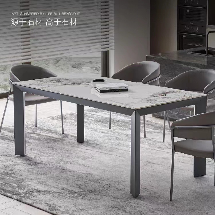DU2P意式新款岩板餐桌脚铝合金架会议桌大理石实木脚架大三角办公