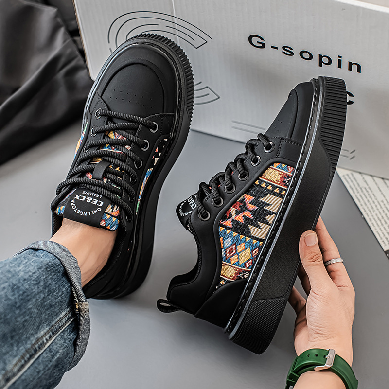 Zapatillas de hombre de primavera 2026, nuevo estilo, blancas, con aumento de altura oculto, modernas y versátiles, de suela gruesa, informales. image 4