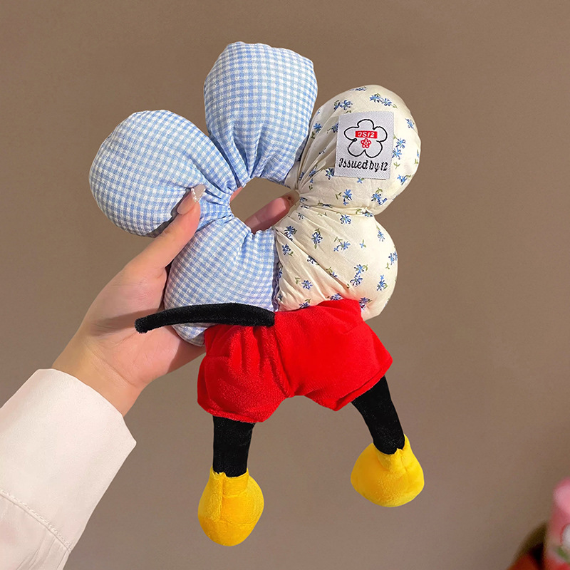 Mickey culo, lunares, flores, círculos para el cabello del intestino grueso, linda cabeza de bola, cabello de placa de dibujos animados, tocado de sentido avanzado, cuerda para la cabeza de felpa