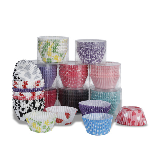 100 printed cake paper trays, high temperature cake cup baking utensils, grease-proof paper cake cups, muffin cup paper trays