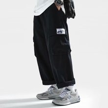余文乐日系潮牌宽松大码工装裤男春夏胖子直筒多口袋休闲九分裤潮