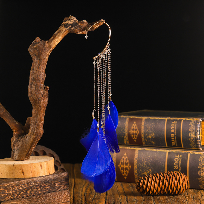 Bohemian Long Feather Tassel Earrings For Women Exaggerated Style_voghion.com