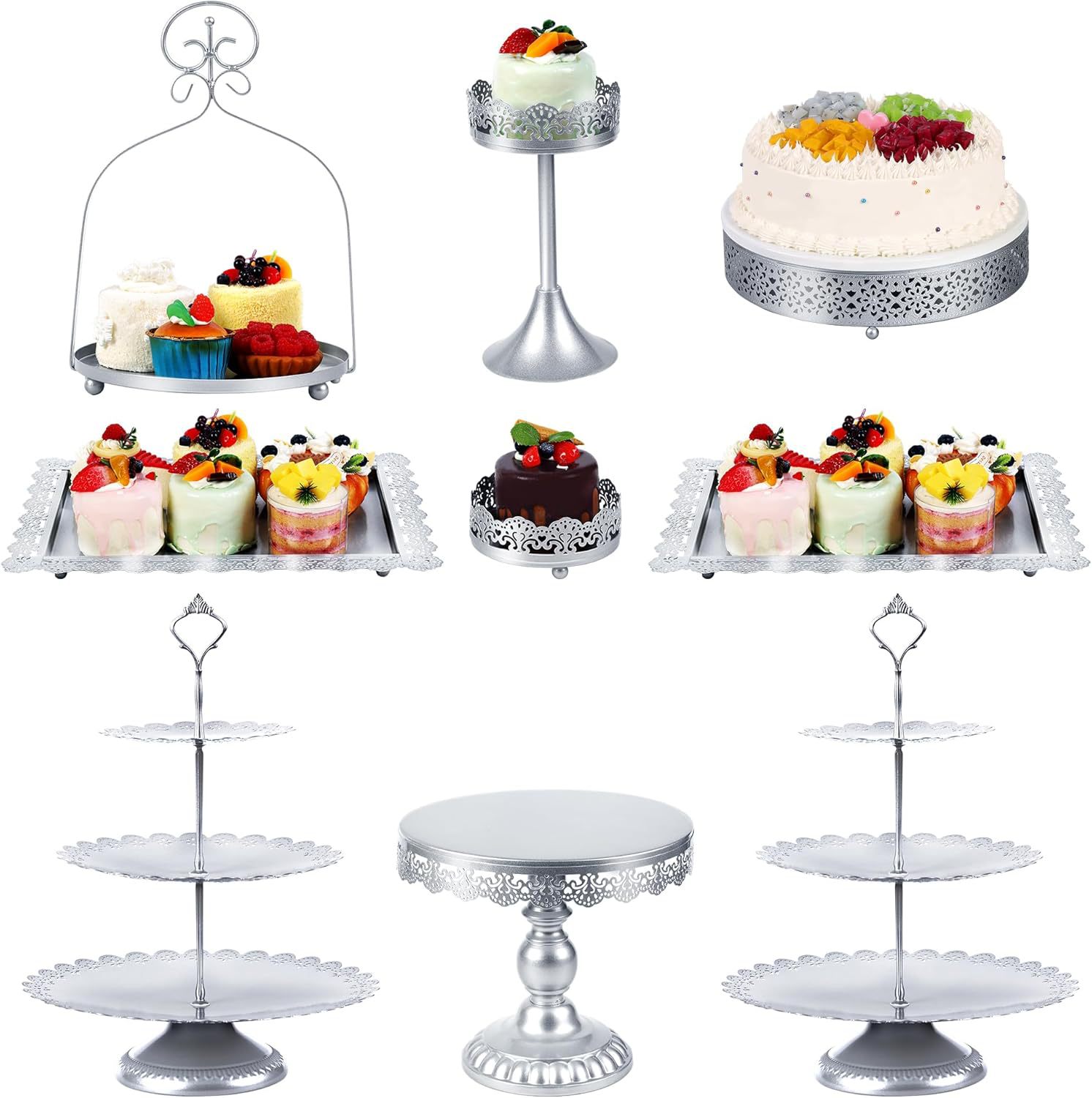 Creativo estilo europeo oro hueco estante de pastel de boda props mesa de postres decoración de postres tienda de postres refrigerio combinación de estante de pastel