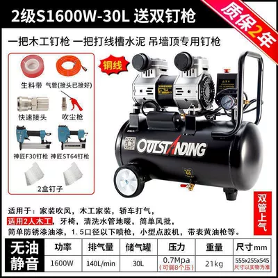 Hava kompressorları | Oil-Free Silent 220V Woodworking - s1600w-30l-copper-woodworking-package