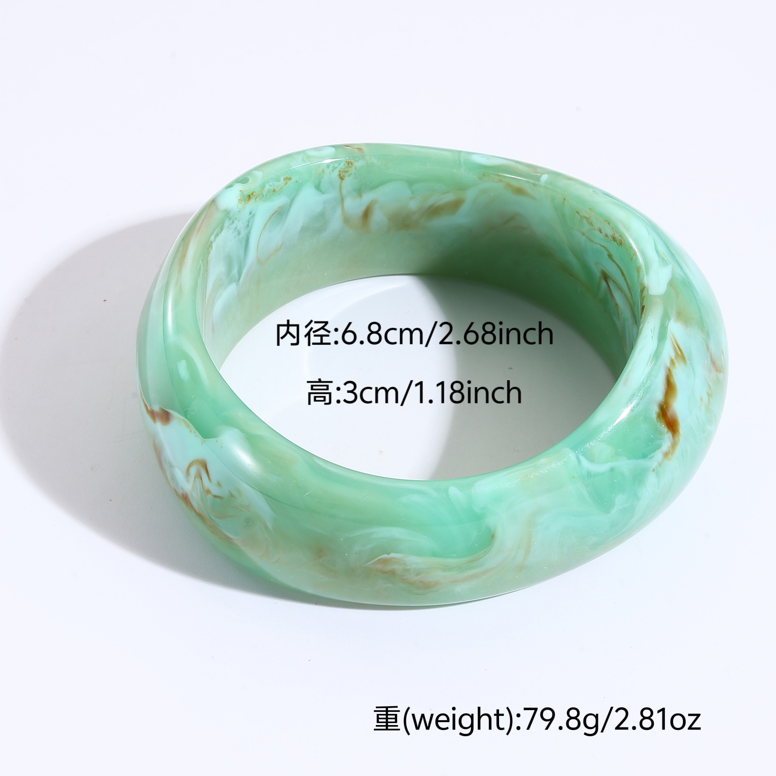 Europa y América de moda translúcida elíptica ancha joyería macarón chica retro pulsera de resina alta sensación al por mayor