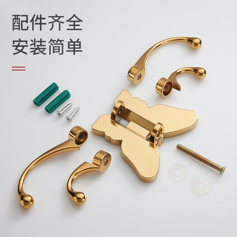 Gancho de mariposa giratorio sólido puerta colgante de pared gancho de la ropa creativa gancho de ropa móvil solo gancho de oro gancho de la capa
