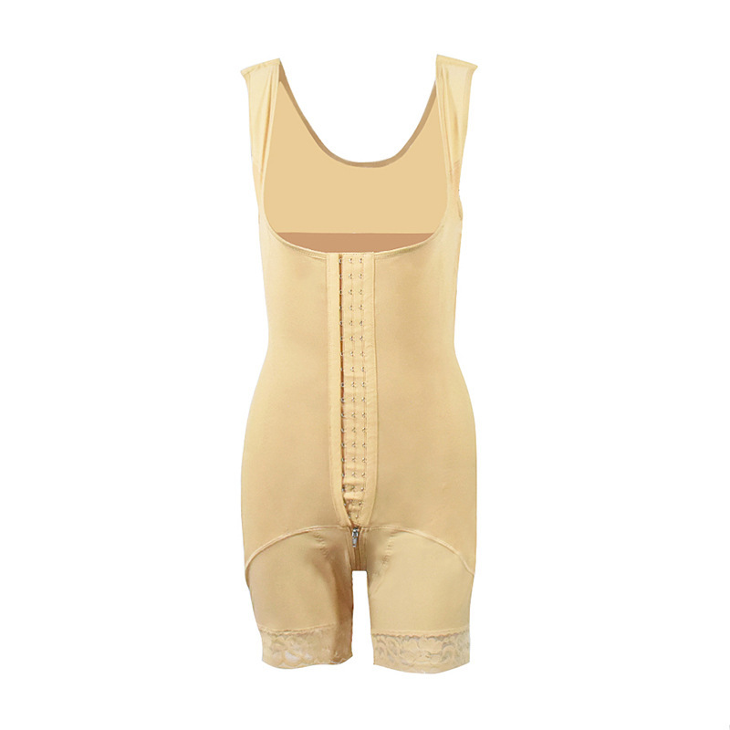 one piece body shaper Tummy Control Shapewear Women open crotch zipper 3 rows of buttons_voghion.com