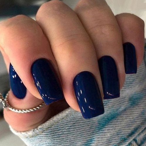 Wear nail rectangular simple dark blue nail nail piece ins style detachable fake nail finished short nail piece Wear nail rectangular simple dark blue nail nail piece ins style detachable fake nail finished short nail piece