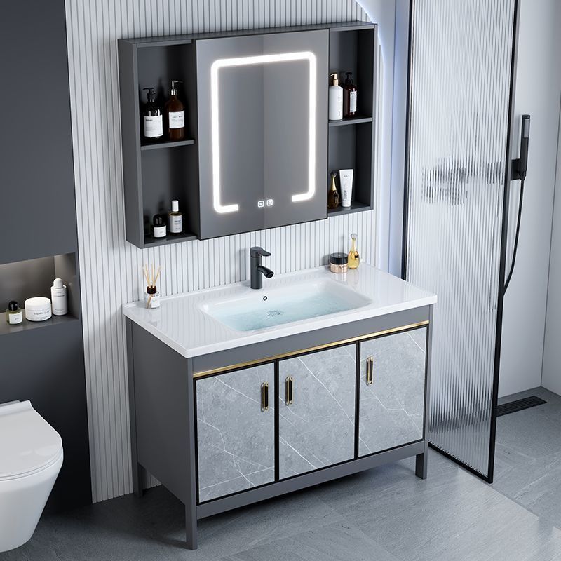 Moderno lujoso y ligero gabinete de baño inteligente de desempañamiento combinado cerámica integral lavabo lavabo lavabo lavabo duradero