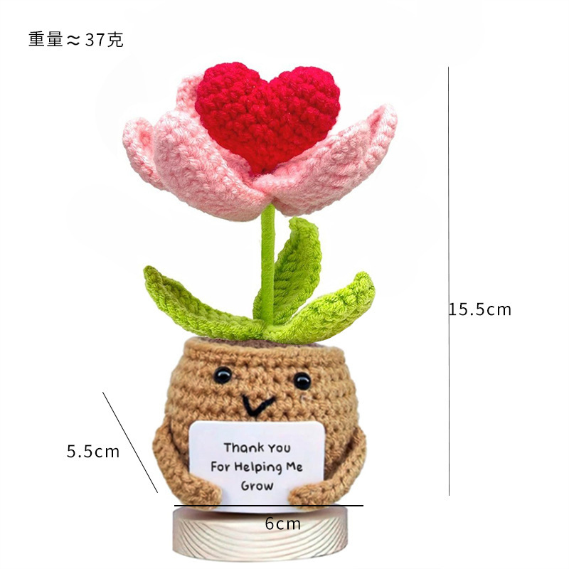 Cross-Border Popular Cucumber and Potato Positive Energy Handmade Yarn Knitting Ornaments Plant Pot Holder Card Set
