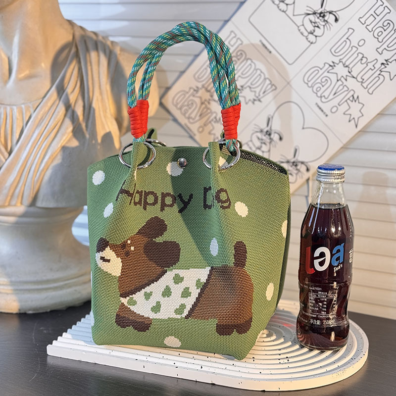 ニットハンドバッグ、ニッチデザインバケットバッグ、トートバッグ、ハンドバッグ、カジュアルで多用途なショルダーバッグ、ニットポータブルバッグ