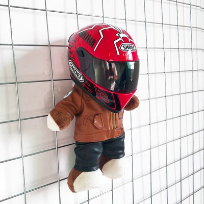 mechanic motorcycle travel trunk | Motosiklet dəbilqələri - height-28cm-brown-color-brown-leather-bear-shoei-red-antupgraded-tail-wing