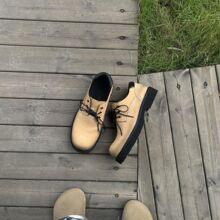 潮款德比鞋男做旧厚底皮鞋增高擦色通勤休闲英伦大头低帮大黄靴