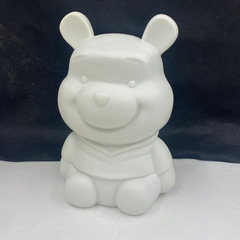 Aindestructible Winnie the Pooh TPR Doll, Cartoon Children's Educational White Base Street Stand Doodle Savings Bank