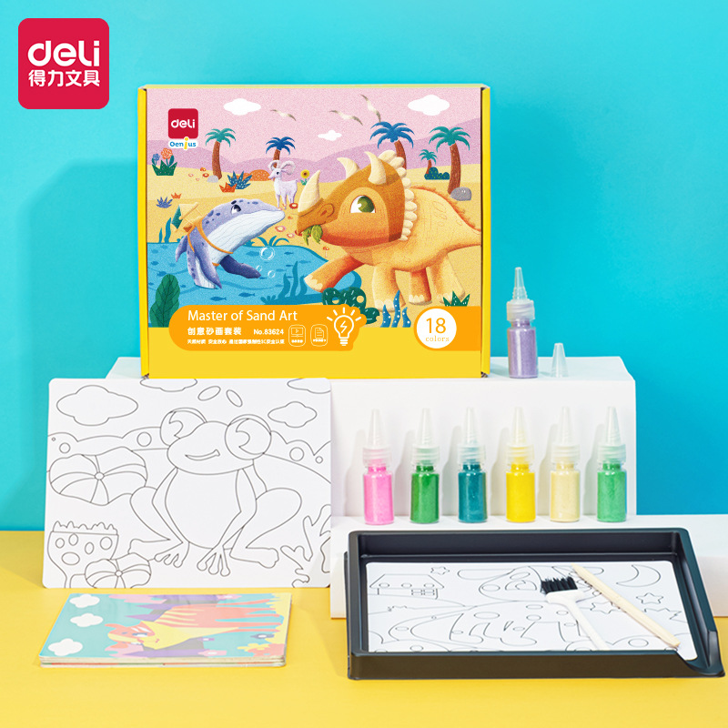 Deli 83623/83624/83625 traje de pintura de arena de color niños DIY pintado a mano 12/18/24