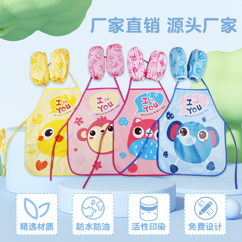 Disposable Children's Apron Custom-Made Baby Art Cartoon Painting Smock Kitchen Housework Coverall for Boys and Girls Toddlers