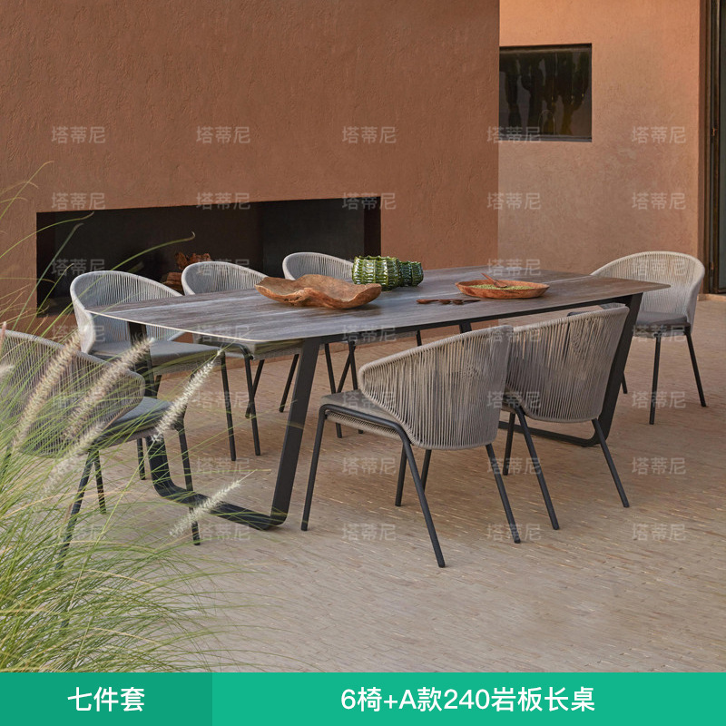 Ocio al aire libre mesa y silla al aire libre balcón simple moderno impermeable protector solar hotel al aire libre jardín Villa patio Silla de ratán