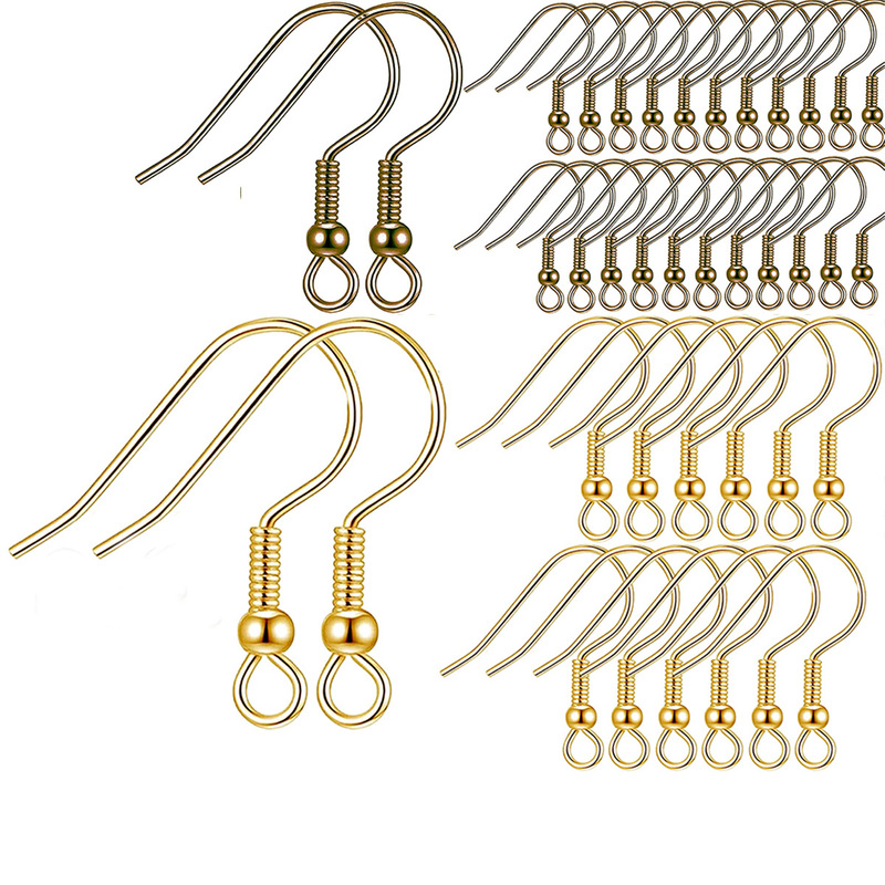 Silver-plated ear hook accessories earrings ear jewelry handmade DIY accessories material with round beads curved ear hook factory wholesale