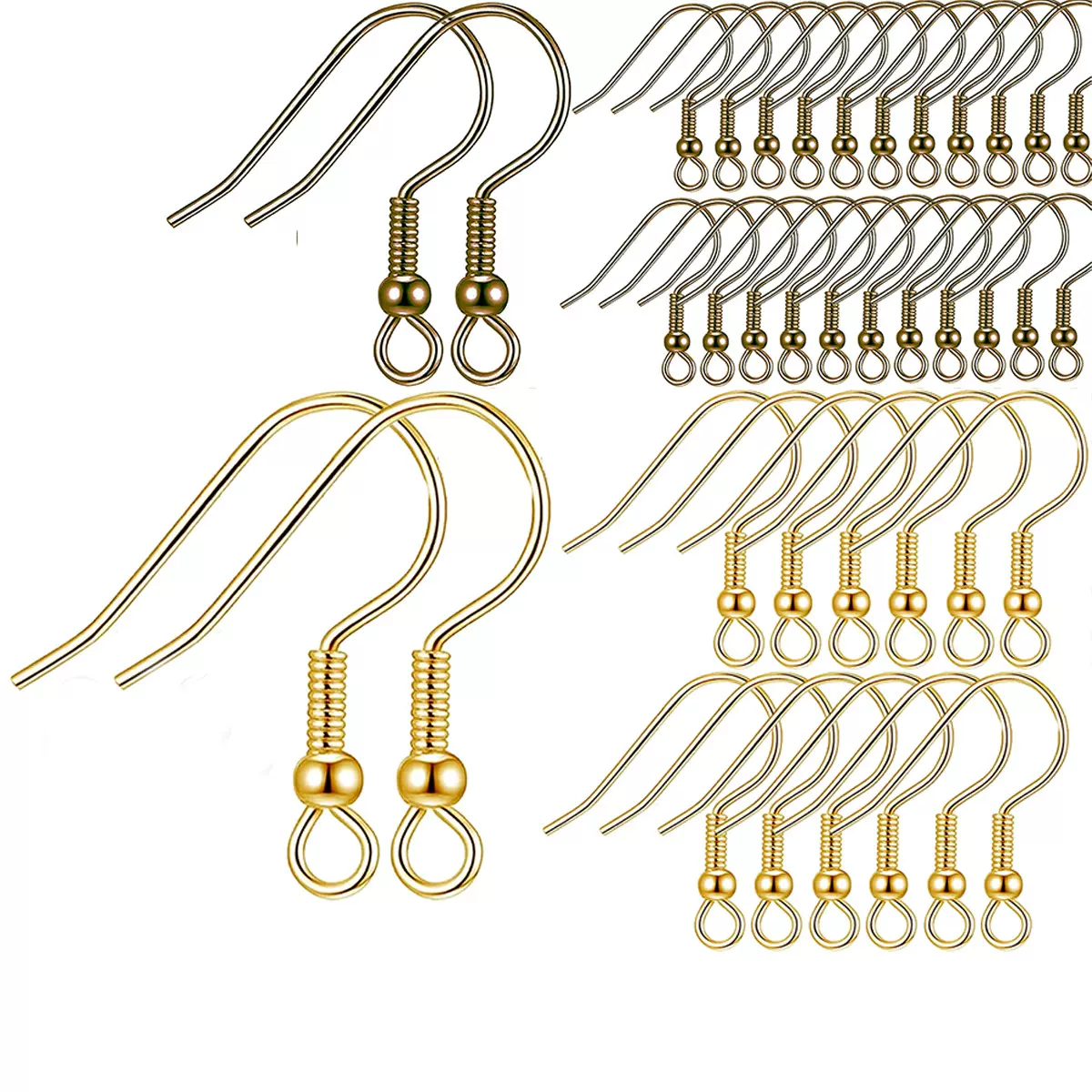 镀银耳钩配件耳环耳饰品手工DIY配件材料 带圆珠弯耳钩厂家批发