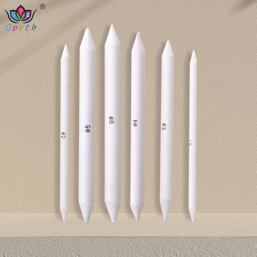 Cross-border double-headed 6-piece paper erasing pen set for art painting with solid sketch smear correction pen and blending brush