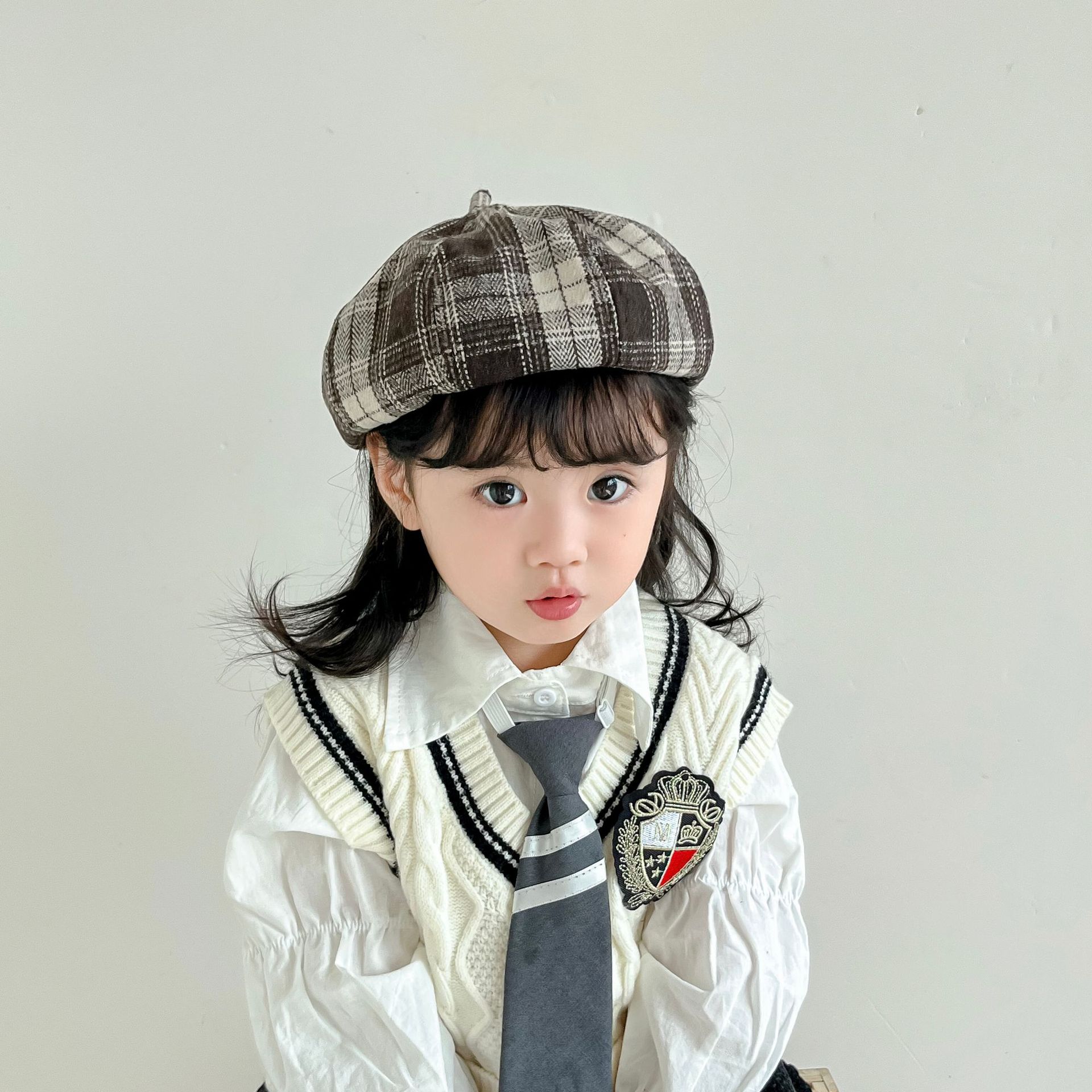 Boina infantil primavera y otoño niñas sombrero de ocho ángulos japonés Harajuku estilo calabaza sombrero de invierno bebé pintor sombrero de moda