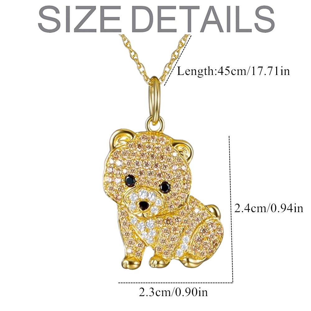 1 Piece Quantity Cute Dog Artificial Crystal Zinc Alloy Cable Chain Pendant Necklaces Wholesale
