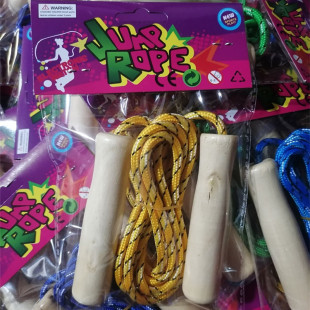 Factory Direct wooden handle skipping rope children's sports leisure toys student sporting goods nylon wooden handle skipping rope