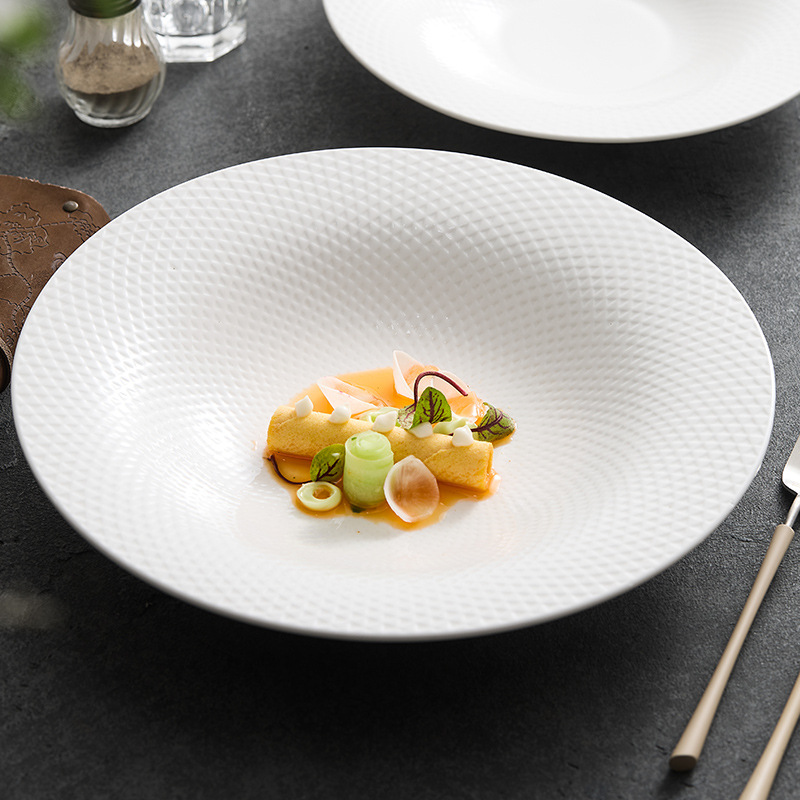 French Plate White Soup Plate Deep Plate Western Pasta Plate High-value Straw Hat Plate High-end Creative Dessert Plate
