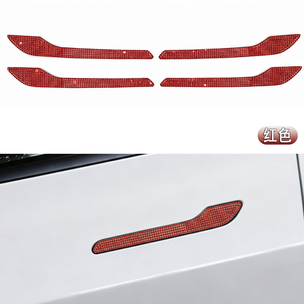 Cross-Border Diamond-Encrusted Tesla Body Stickers Suitable for Tesla Door Handle Decoration Stickers, Car Decoration Stickers Wholesale