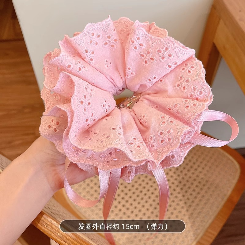 Dulce lazo de encaje, lazo de intestino grueso, lazo para el cabello femenino, sentido de la atmósfera pastoral, cuerda para la cabeza, cuerda para el cabello floral japonesa, mujer