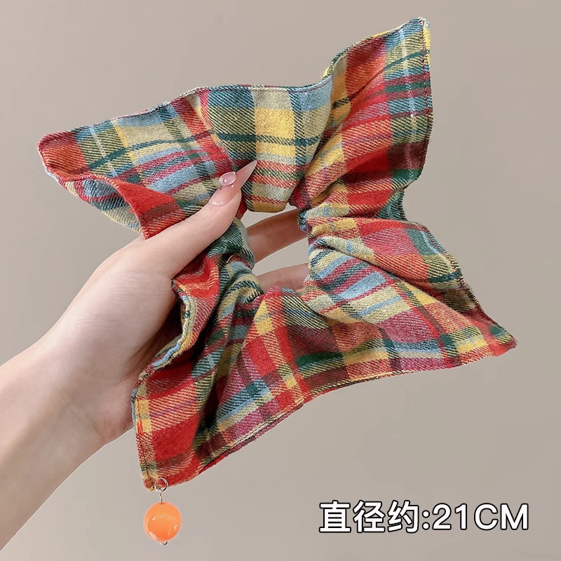 Temperamento bufanda cuadrada intestino lazo para el cabello femenino 2025 nuevo estilo súper grande cola de caballo cabeza cuerda viento perezoso banda de goma cuerda para el cabello tocado