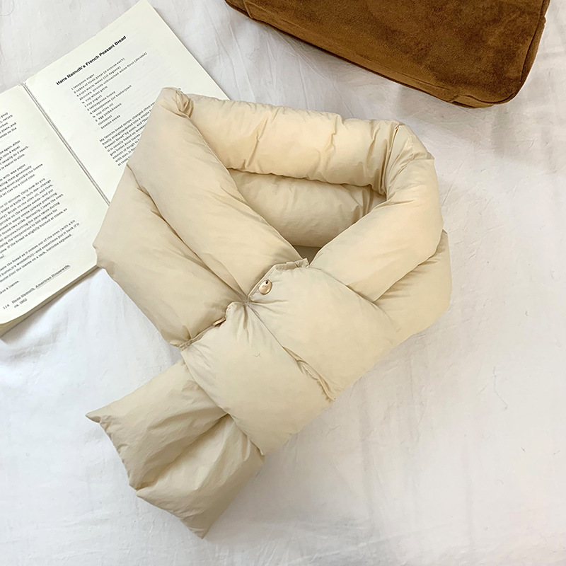 Nuevo estilo coreano de moda de color sólido cruzado plumón de cuello de invierno mujeres de alta calidad sensación universal bufandas de aire extranjero