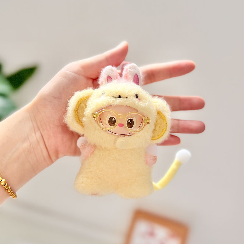 LABUBU4.0心底密码搪胶毛绒挂件小鼻噶公仔衣服天使黄猴服套装萌|undefined