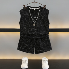 Children's Summer Outfit Boys' Version 2024 New Summer Topless Suit Street Style Summer Vests for Boys
