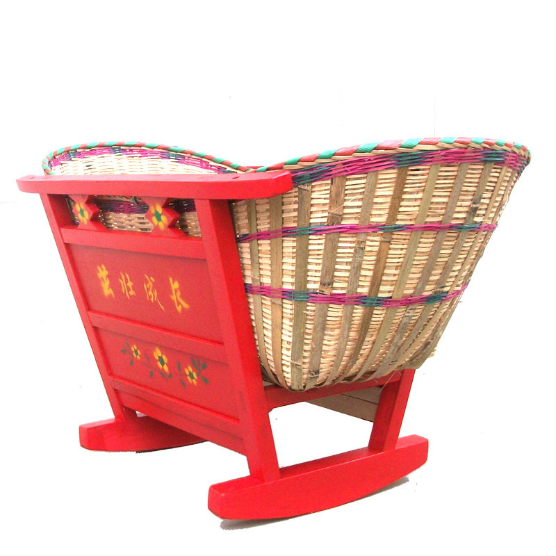 Traditional Old-Fashioned Rocking Cradle Baby Cradle Bed Baby Rocking Cradle Bamboo Rocking Basket Rocking Bed Solid Wood Crib Rocking Basket