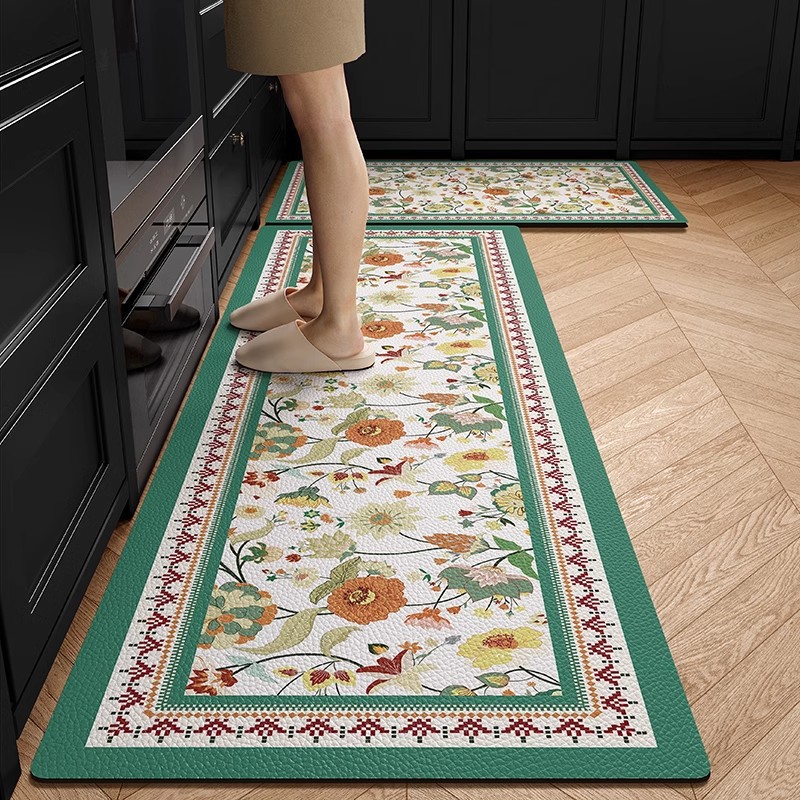 キッチンマット滑り止め防油は、洗濯フリー専用のフロアマット防水汚れに強い家庭用皮革pvcカーペットを拭くことができる