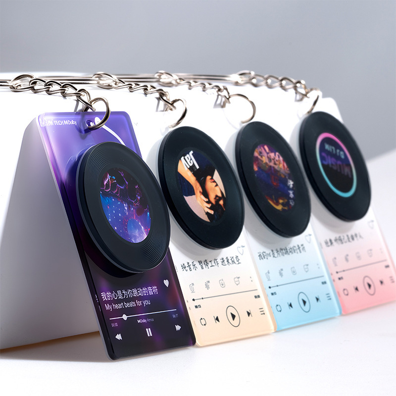 スポット NFC 回転可能なアクリルキーホルダーカスタム小さなペンダントギフトビニール音楽レコードペンダントタグ|undefined