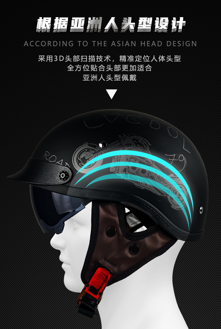 3C Certified Retro Half Helmet Motorcycle Helmet Summer Cruiser