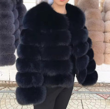 2025欧美皮草外套仿狐狸毛拼接冬装加厚保暖长袖短款皮草外套现货