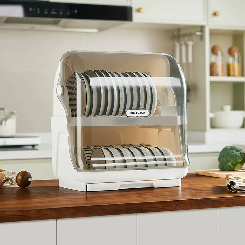 厨房碗架碗筷收纳盒带盖放餐具装碗箱碟盘沥水置物架塑料碗柜家用