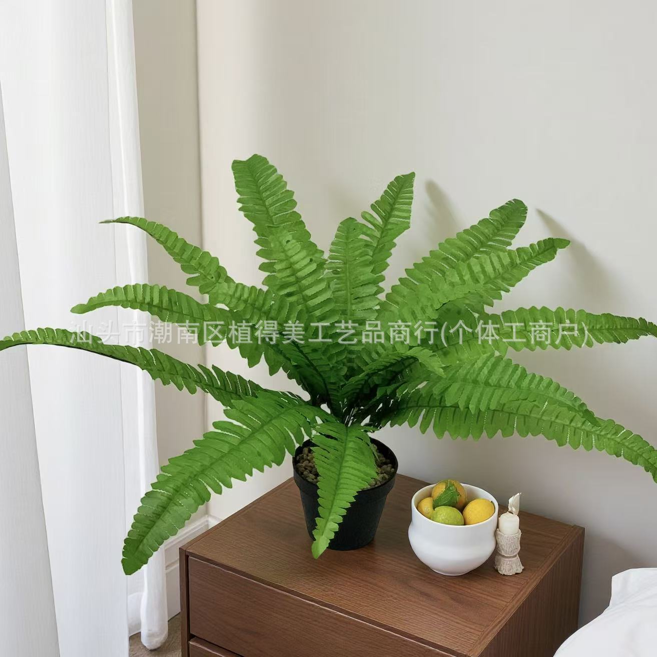 现货跨境假花蕨叶绿植盆栽假叶子绿叶婚庆装饰仿真18叉大波斯叶