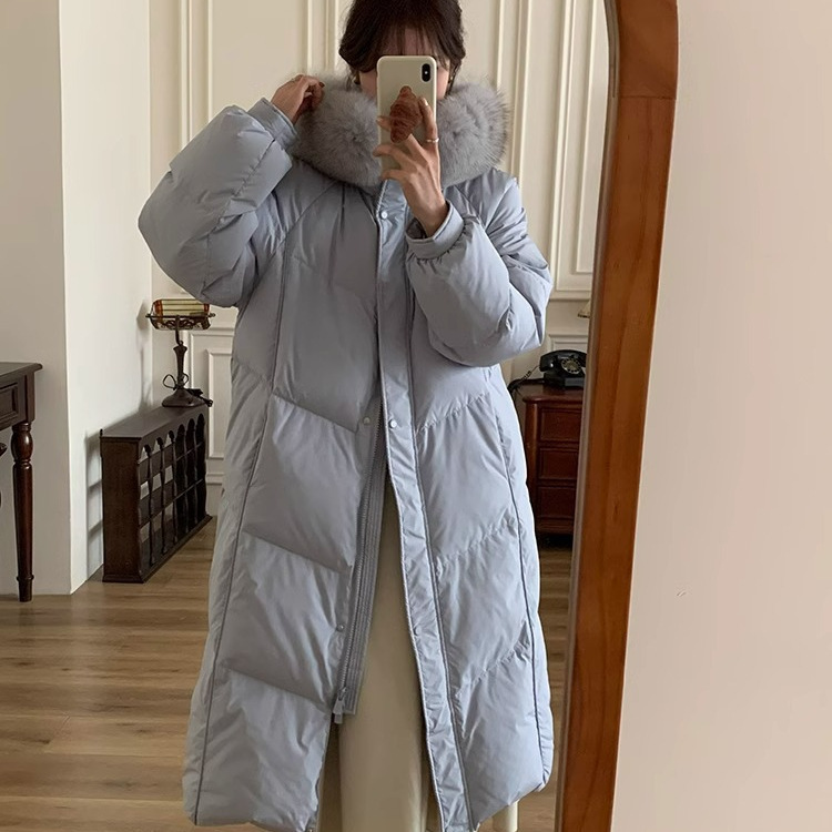 Goose down Jacket Large Fur Collar Knee-Length Women's 2025 New High-End Cold-Proof Hooded Fox Fur Collar Thickeneded Goose down Jacket Goose down Jacket Large Fur Collar Knee-Length Women's 2025 New High-End Cold-Proof Hooded Fox Fur Collar Thickeneded Goose down Jacket