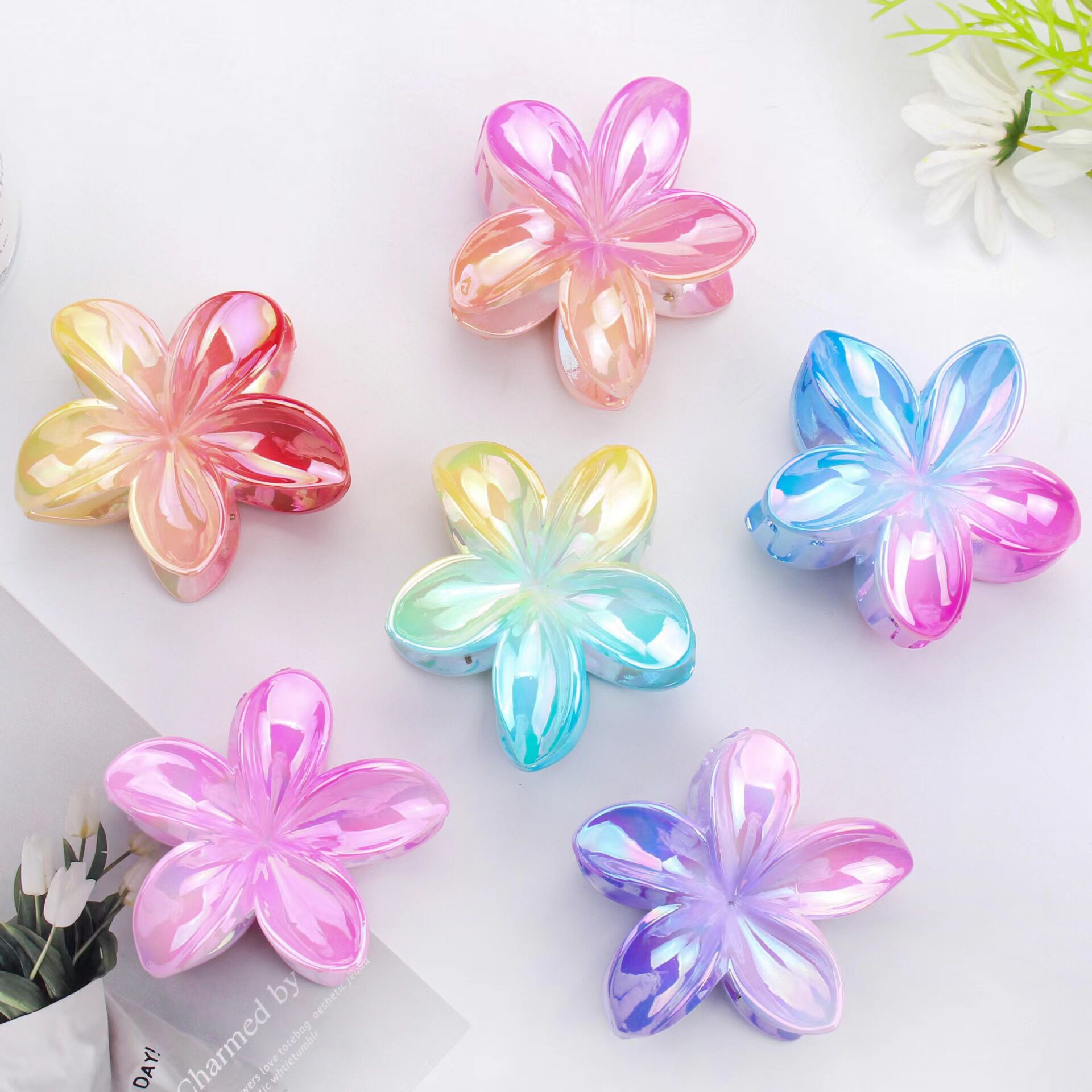 Horquilla de flor de frangipani de color transfronterizo europeo y americano