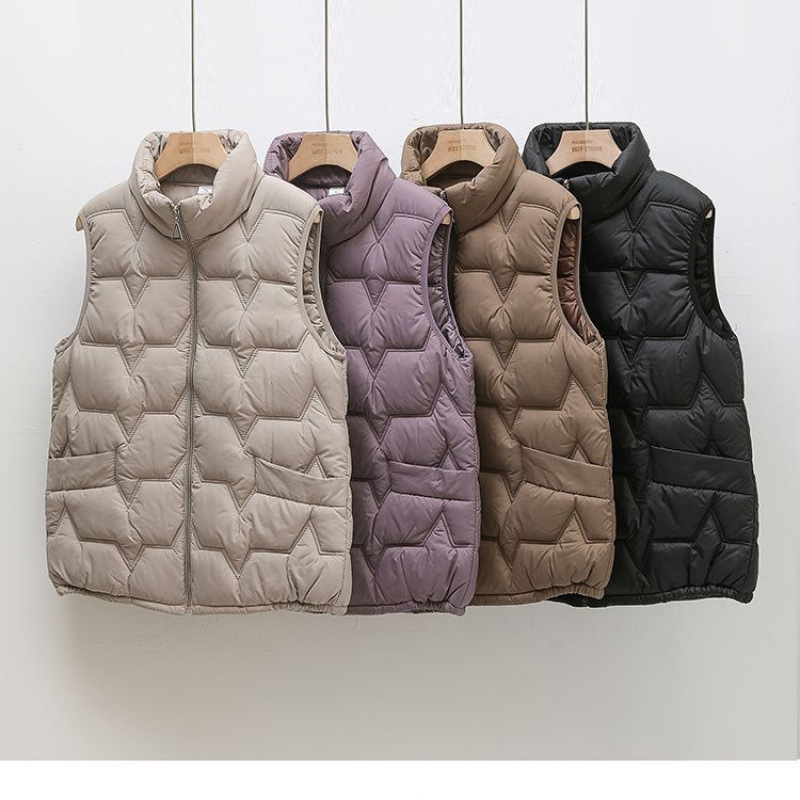 Down Cotton Autumn and Winter Short Large Size Women's Vest Middle-Aged and Elderly Thermal Vest 2025 New down Cotton Vest for Women
