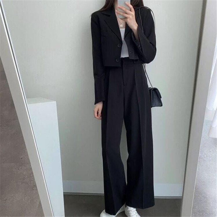 新品2022春夏秋季网红休闲英伦风小西套装女士短款韩版西服上衣详情21