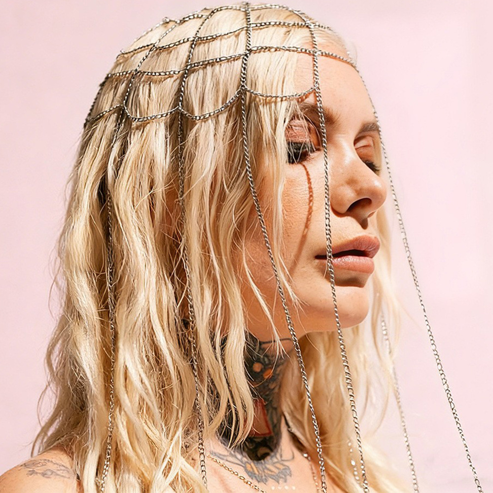 Cross-Border New Product Metal Chain Tassel Hair Chain European and American Ethnic Style Simple and Unique Hair Accessory Hair Chain