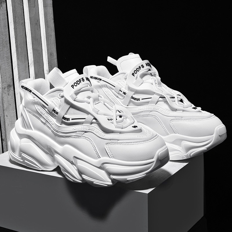 Men's Shoes, White Sneakers, Men's Thick-Soled Height-Increasing Shoes, Couple Shoes, Trendy Brand Men's Dad Shoes, Teenage Boys