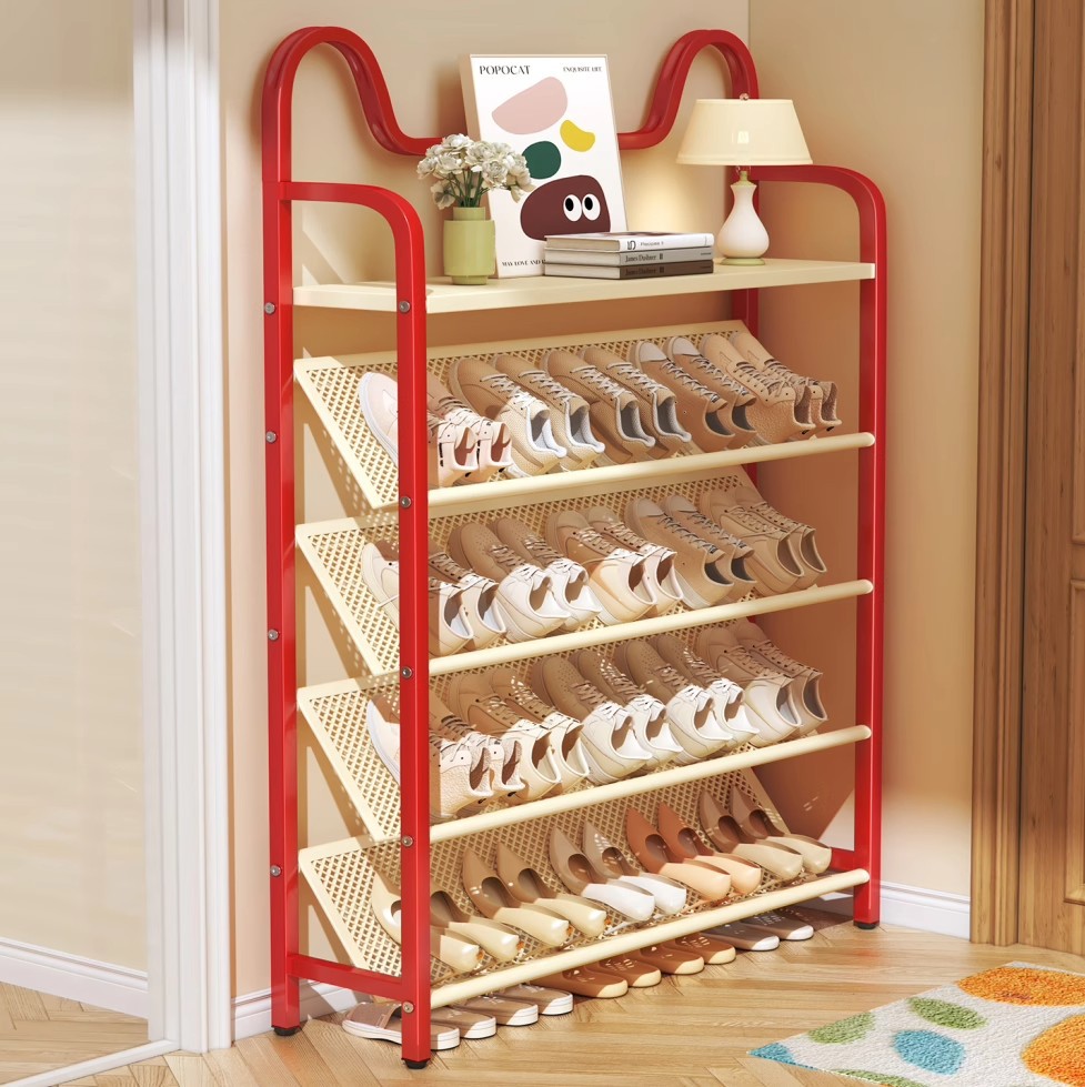 Ultra-Narrow Shoe Rack for Home Entrance Multi-Layer Iron Indoor Creative Bookshelf Simple Storage Space-Saving New Storage Rack