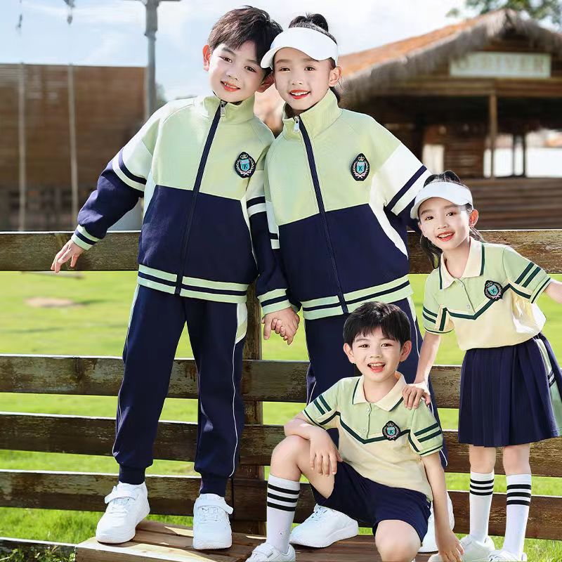 Preschool uniform set for spring and autumn, three-piece sportswear, British academic style, primary school student school uniform, baseball uniform for teachers